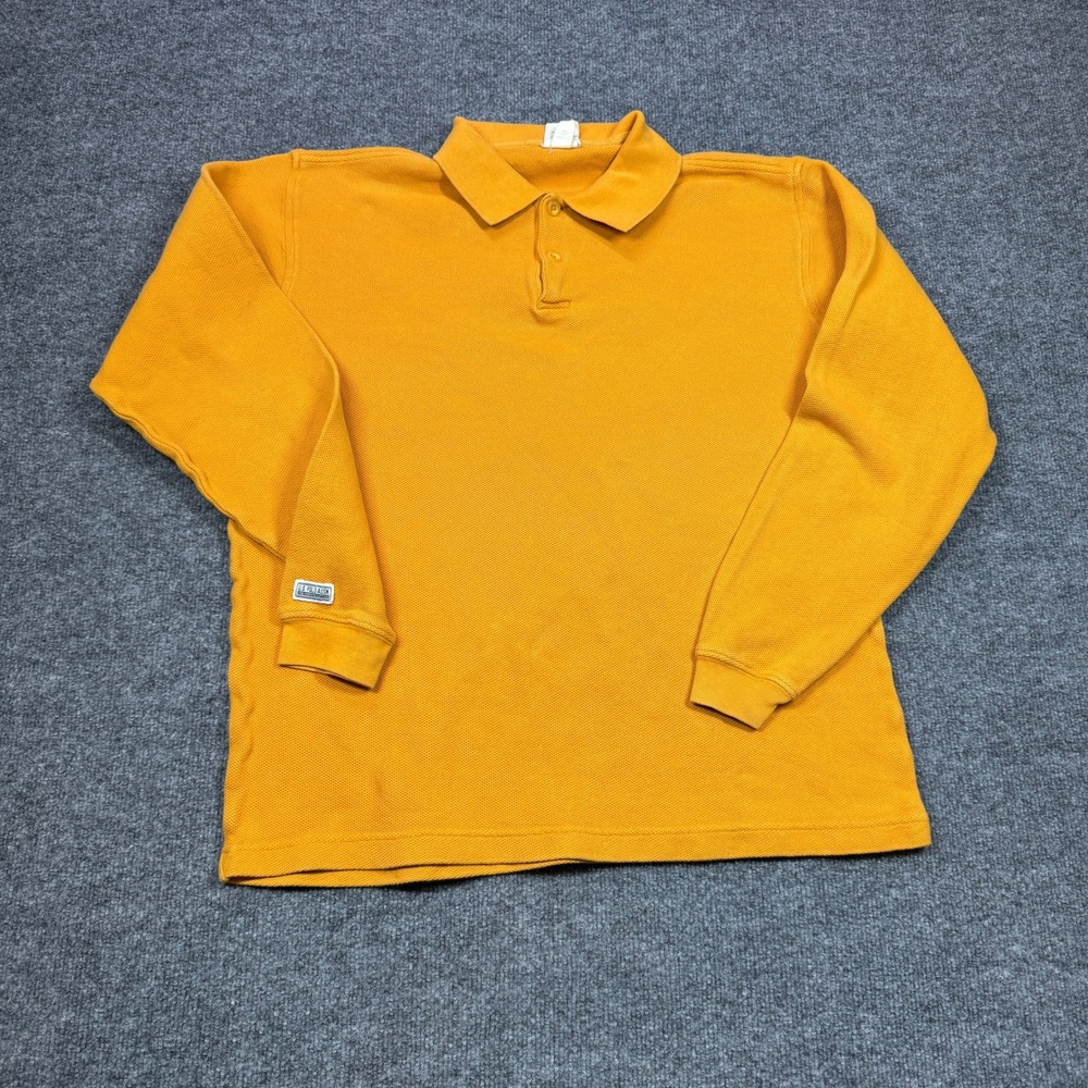 Old Navy Polo Shirt Mens L Yellow Long Sleeve Solid Casual‎ Pique Rugby